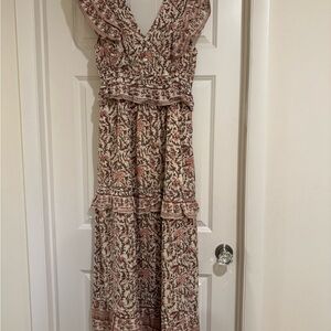 Cleobella Brown Tan Tiered Ruffled Maxi Dress